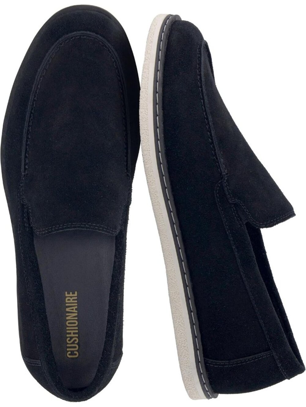 Men's Black Genuine Suede Slip-On Moc Toe Construction Casual Penny Loafers Shoe